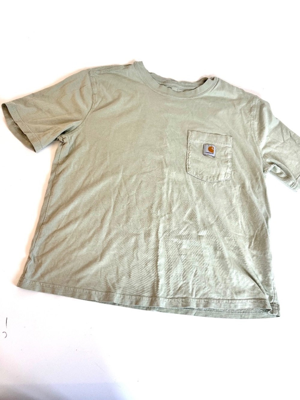 Carhartt Olive Green Khaki Short Sleeve Loose Fit T-Shirt Front Pocket Women's S
